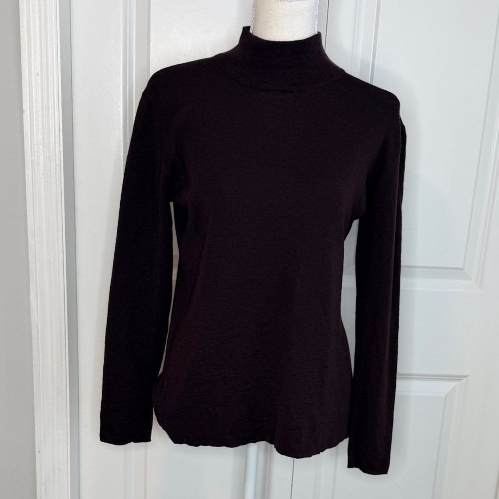 Escada by Margaretha Ley Vintage Brown Mock Neck Wool Sweater Medium Spring Fall